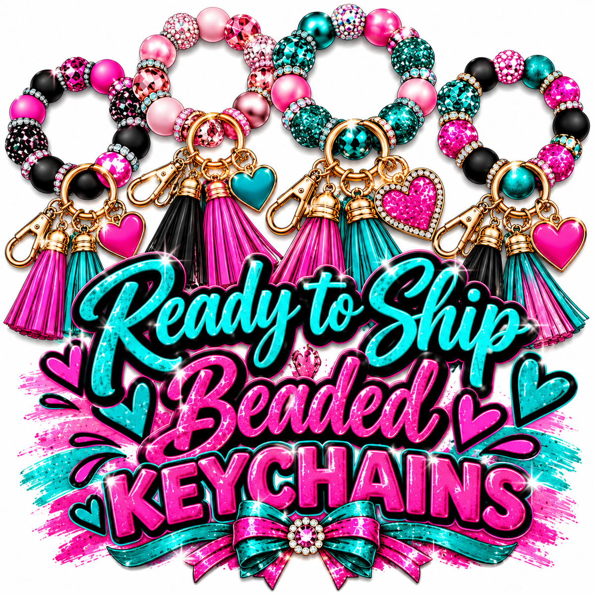 Handmade Silicone Beaded Keychains