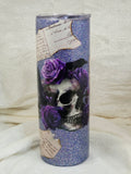 Purple Skull and raven tumbler